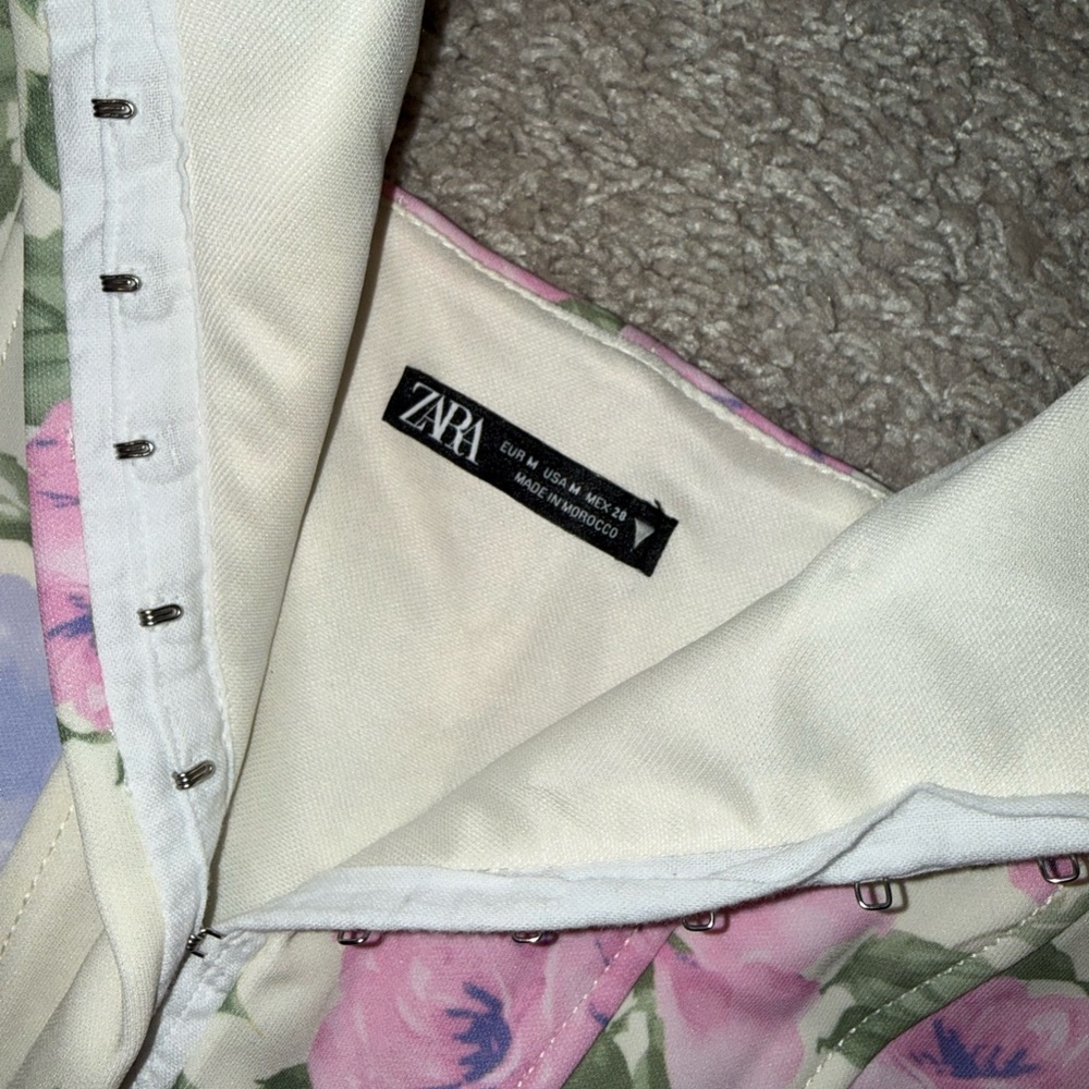 Zara Cream Floral Corset Top with Pink Yellow and Lavender Roses - Picture 8 of 8